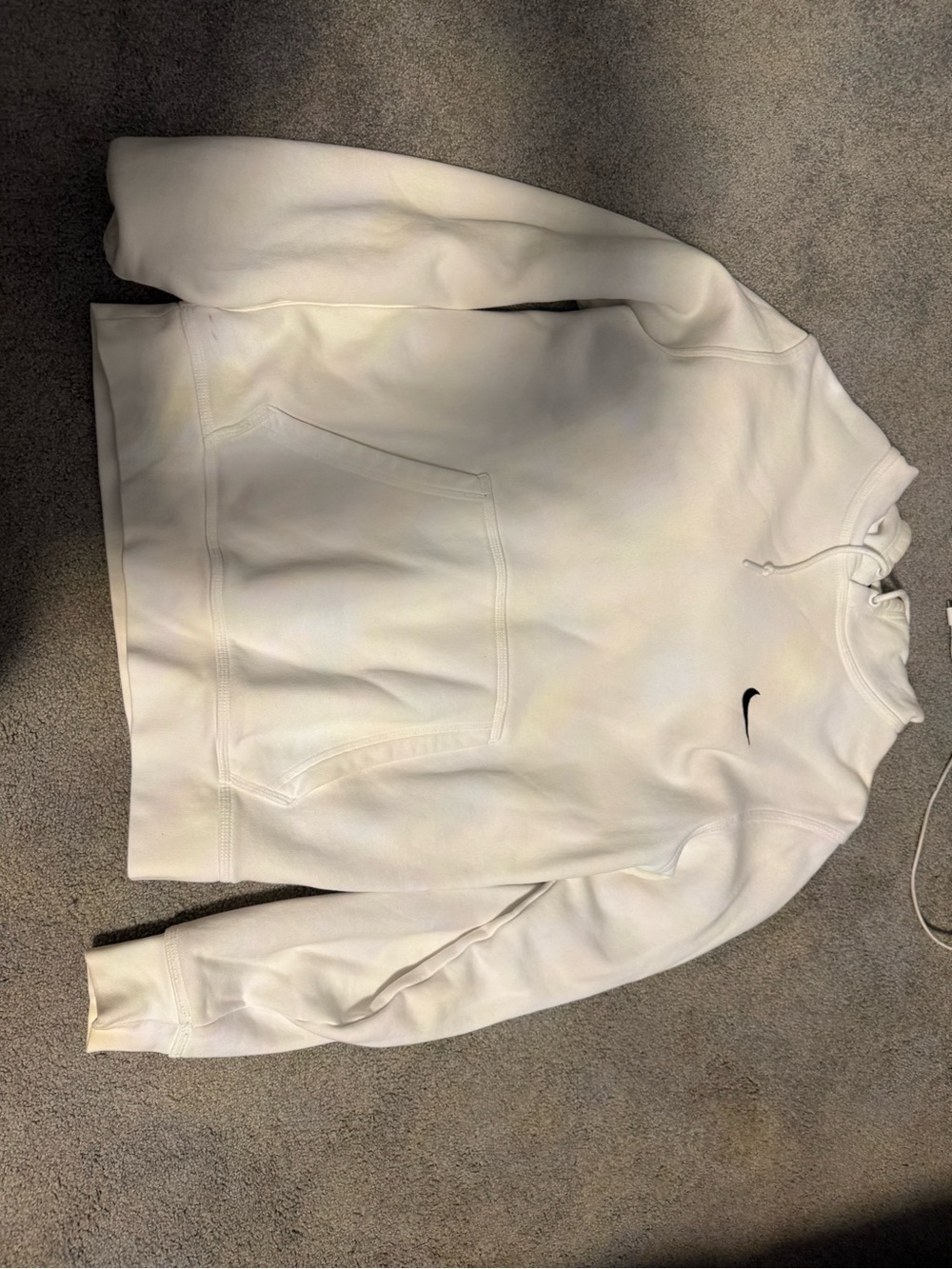 Nike White Crewneck Hoodie with Black Swoosh